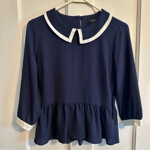 Forever21 Navy White Sailor Blouse Women Small Shirt Top 2010 Design Retro Pinup